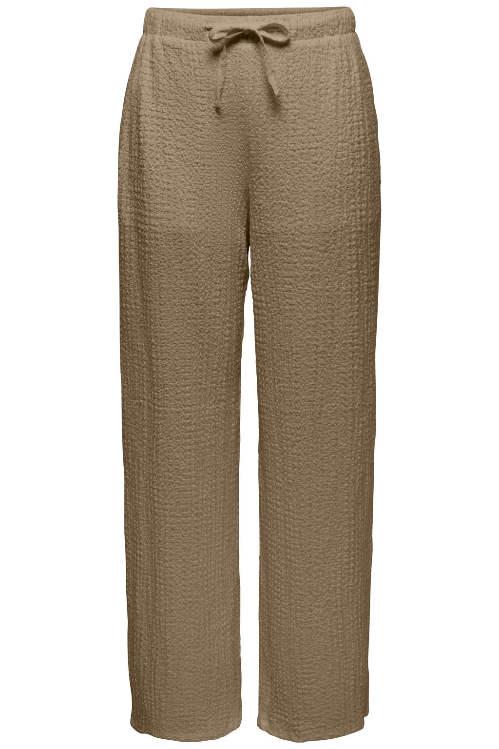 Kakikleurige dames JDY regular waist casual broek van polyester met loose fit, elastische tailleband met koord en effen