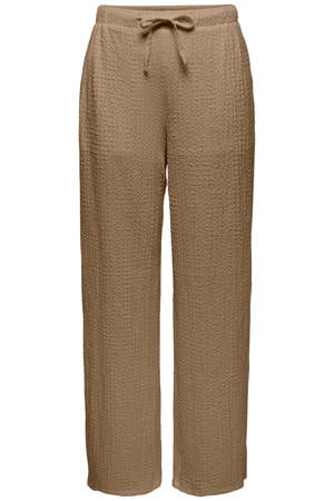 regular waist casual broek met textuur kaki