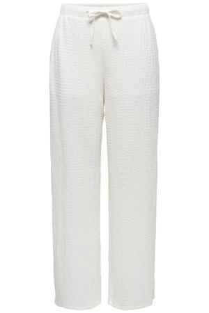 regular waist casual broek met textuur ecru