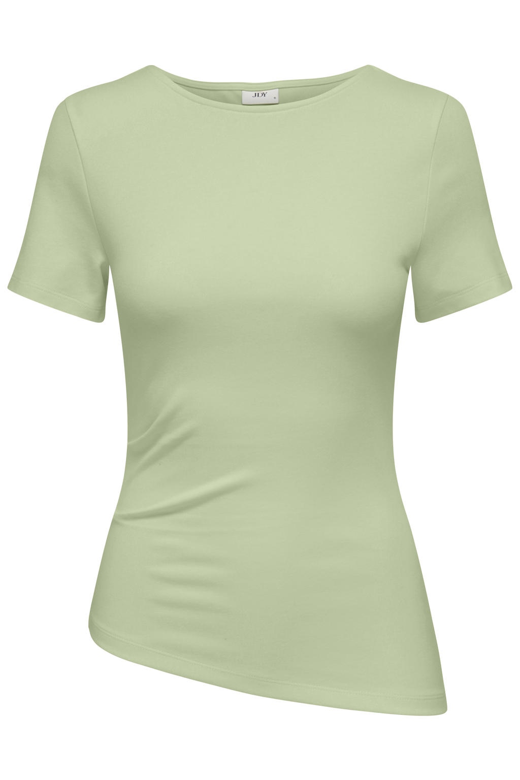 Mintgroene dames JDY T-shirt van katoen met effen, korte mouwen en ronde hals