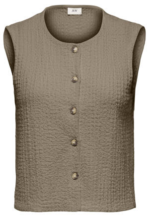 top met textuur olijfgroen