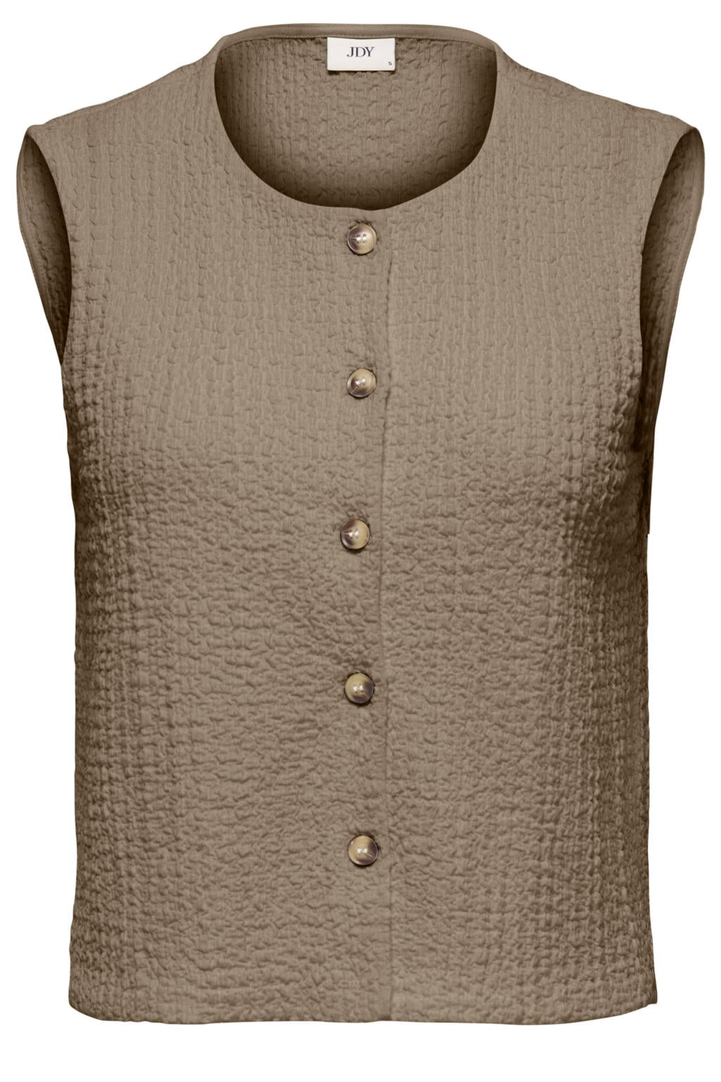 Olijfgroene dames JDY top van polyester met effen, ronde hals en textuur