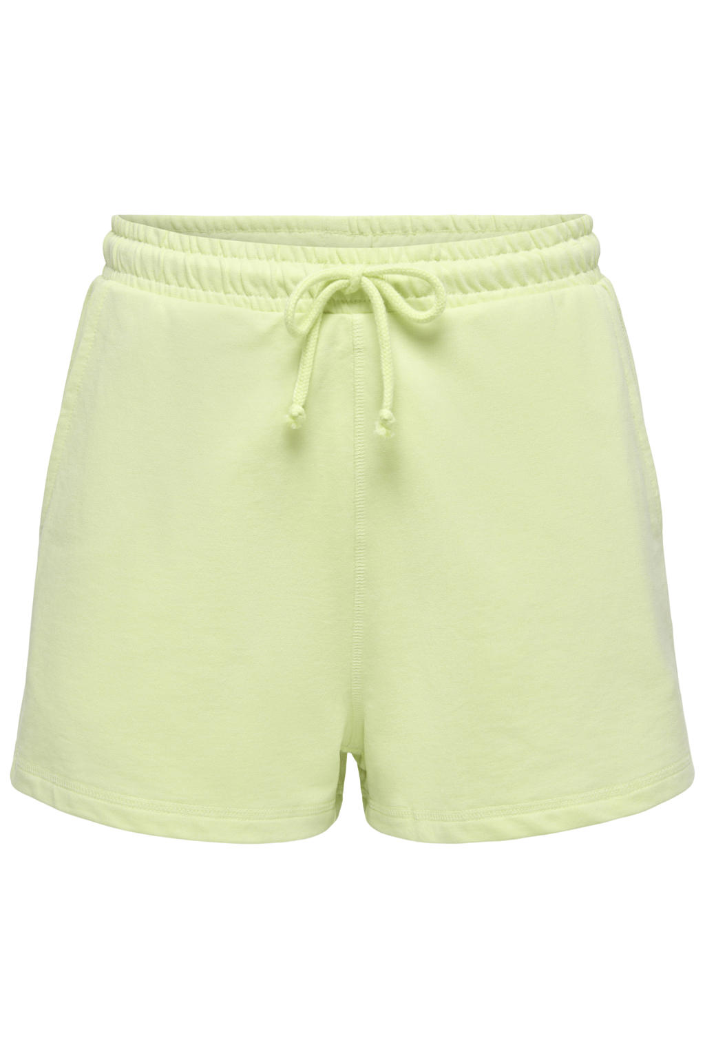 Limegroene dames JDY regular waist sweatshort groen van katoen met loose fit, elastische tailleband met koord en effen