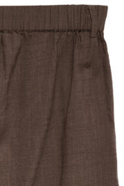 thumbnail: Donkerblauwe dames VERO MODA straight high waist bermuda short van linnen met rits- en knoopsluiting en effen