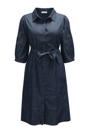 blousejurk broderie dark blue denim