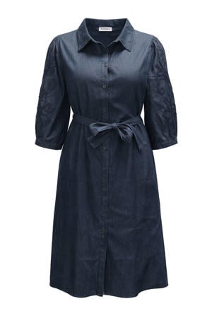blousejurk broderie dark blue denim