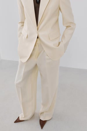 wide leg low waist broek beige