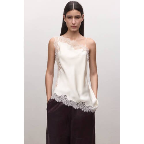 Mango satijnen asymmetrische top ecru afbeelding
