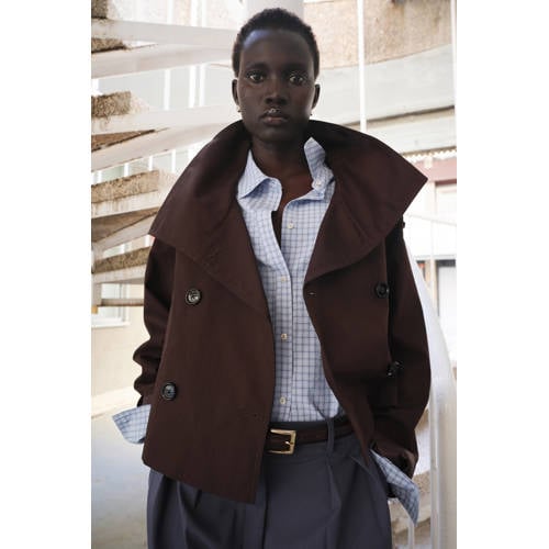 Mango trenchcoat donkerbruin afbeelding
