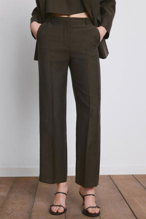 wide leg regular waist broek bruin