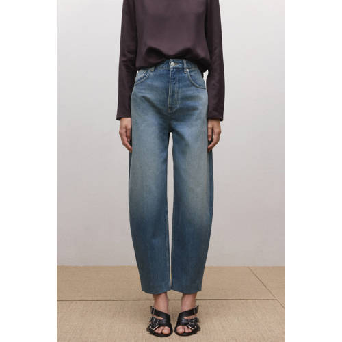 Mango high waist baggy jeans medium blue denim afbeelding