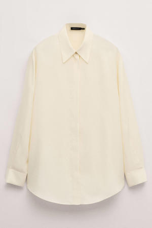 zijden blouse lichtgeel