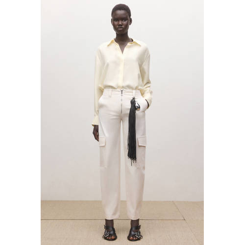 Mango zijden blouse lichtgeel afbeelding