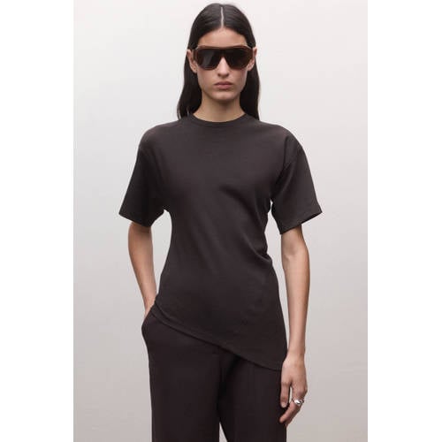 Mango asymmetrische top donkerrood afbeelding