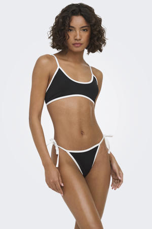 voorgevormde crop bikini met strik - zwart