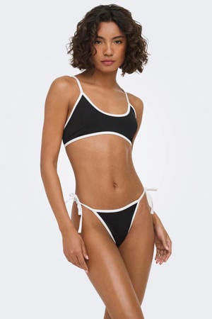 voorgevormde crop bikini set met strik - zwart