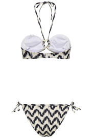 thumbnail: ONLY voorgevormde bandeau bikini set met print ecru/zwart