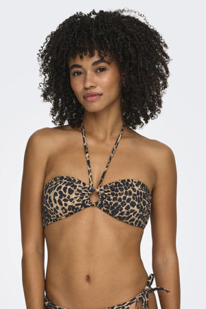 voorgevormde strapless bikinitopje met panterprint beige/zwart