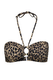 thumbnail: ONLY voorgevormde strapless bikinitopje met panterprint beige/zwart