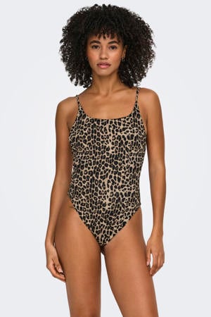 voorgevormd badpak met panterprint beige/zwart