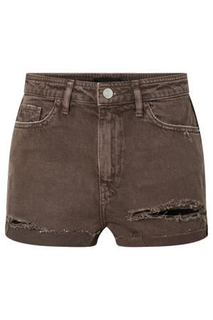 skinny high waist denim short bruin