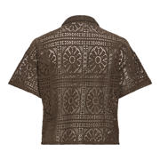 thumbnail: VILA katoenen loose jacquard top - bruin