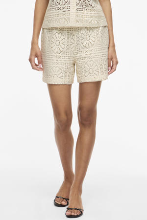 katoenen regular fit jacquard short - ecru