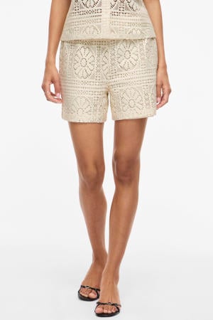 katoenen regular fit jacquard short - ecru