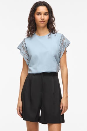 katoenen regular fit top - lichtblauw