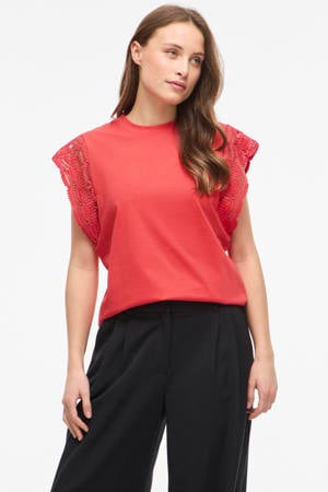 katoenen regular fit top - rood