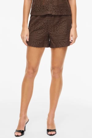 katoenen regular fit jacquard short - bruin