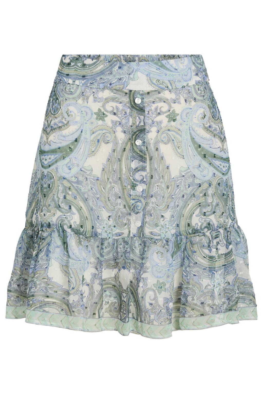 Groen en blauwe dames VILA korte rok met paisley voorzien van