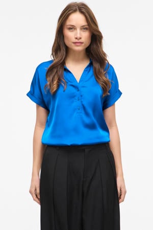 rechtvallend top - blauw
