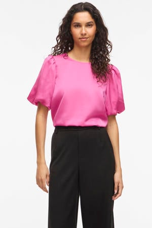 satijnen blousetop roze