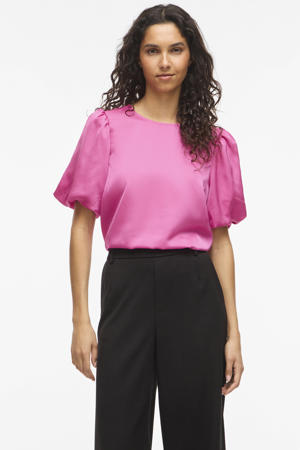 satijnen blousetop roze