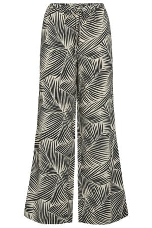 high waist wide leg broek - zwart