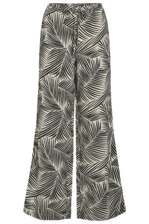 high waist wide leg broek - zwart
