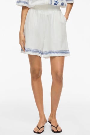 regular fit korte broek met borduursels - wit