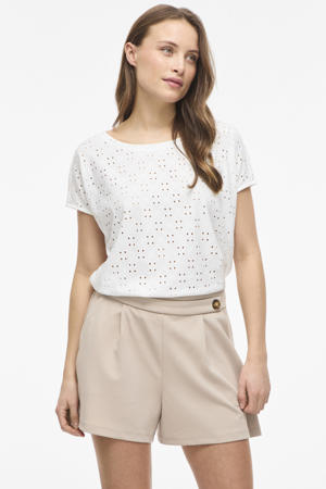 regular fit broderie top - wit