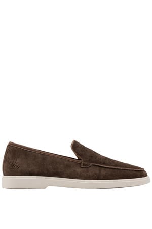 suède loafers donkerbruin