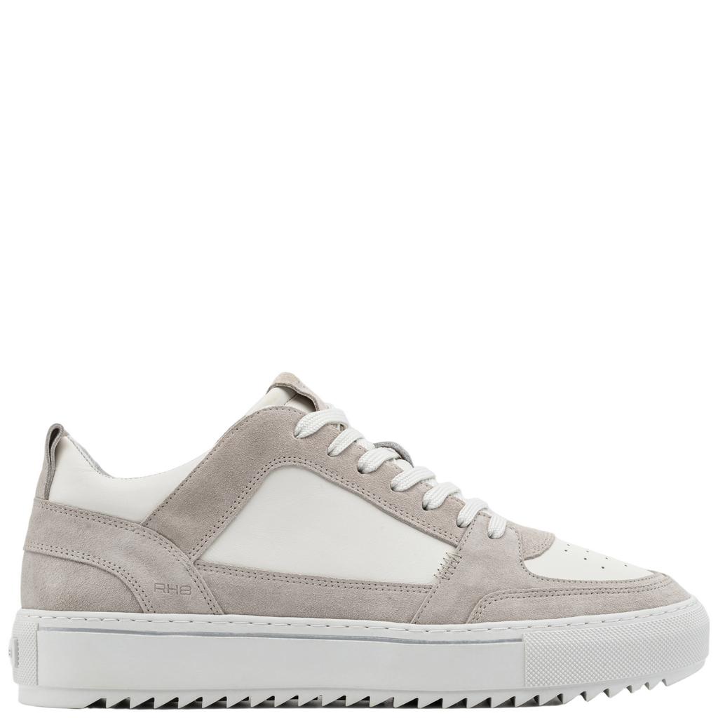 Beige en witte heren Rehab Creon leren sneakers met veters