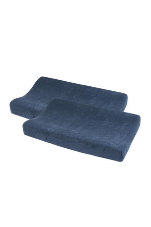 badstof aankleedkussenhoes uni indigo 50x70 cm (set van 2)