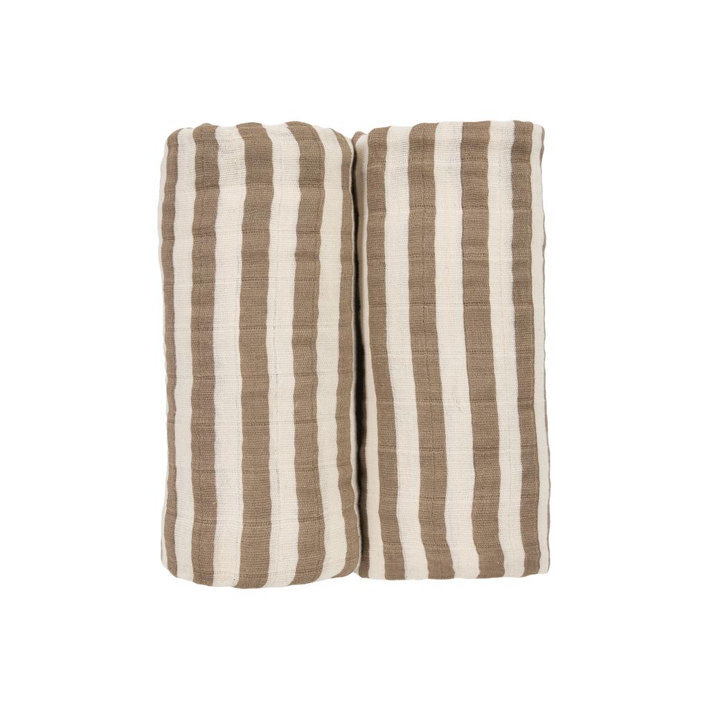 Meyco hydrofiele pre-washed swaddle Fat Stripe (set van 2)