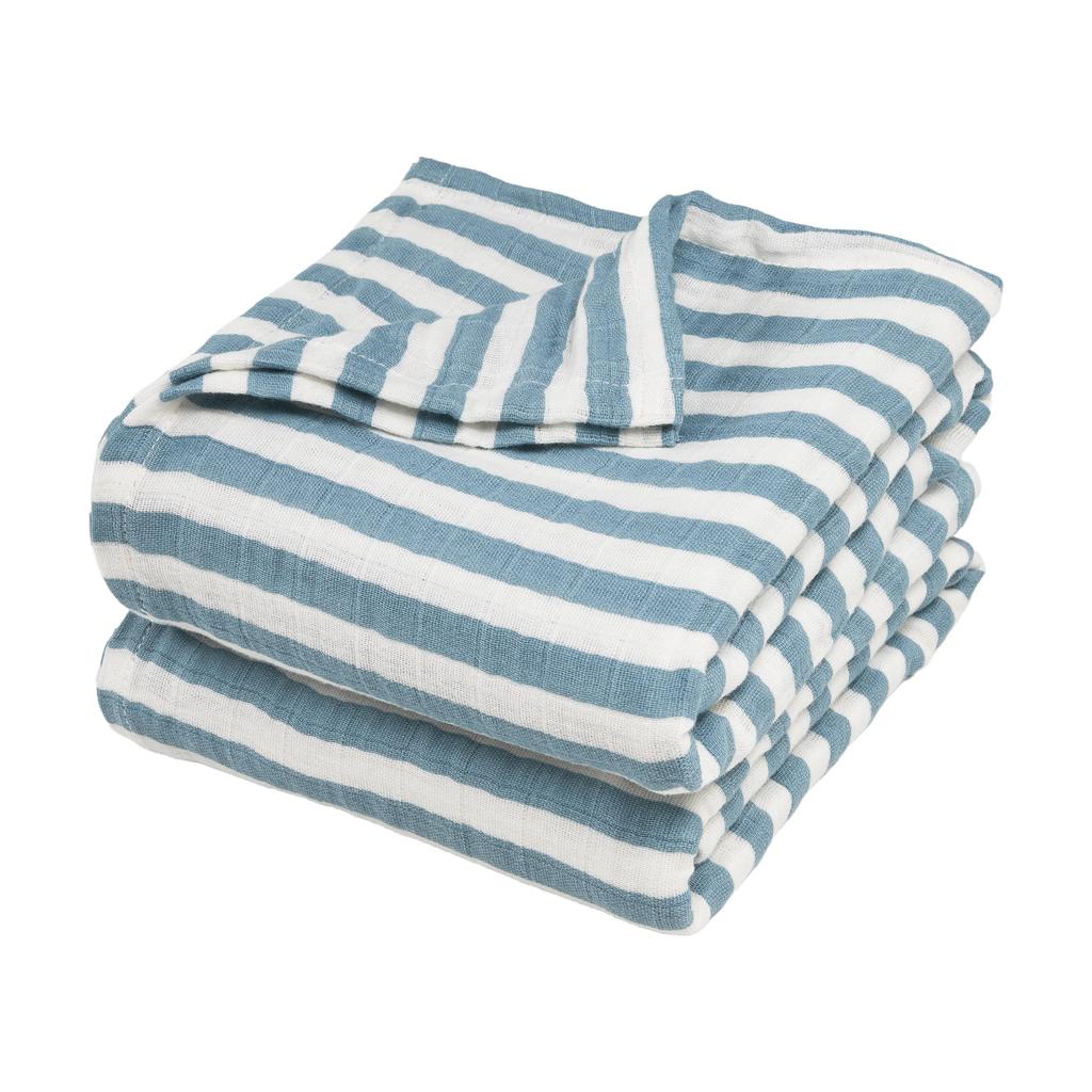 Meyco pre-washed hydrofiele swaddle Jeans Blue (set van 2)