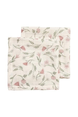hydrofiel pre-washed monddoekje Flower (set van 2)