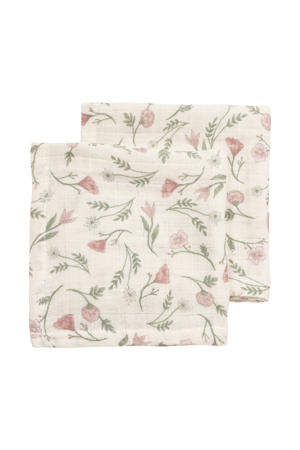 hydrofiel pre-washed monddoekje Flower (set van 2)
