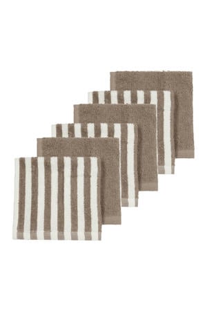 Fat Stripe Monddoekjes - Jacquard Badstof - Taupe - 30x30cm - 6-pack