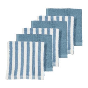 Fat Stripe Monddoekjes - Jacquard Badstof - Jeans Blue - 30x30cm - 6-pack