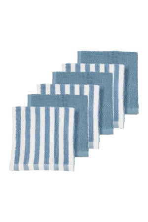 Fat Stripe Monddoekjes - Jacquard Badstof - Jeans Blue - 30x30cm - 6-pack