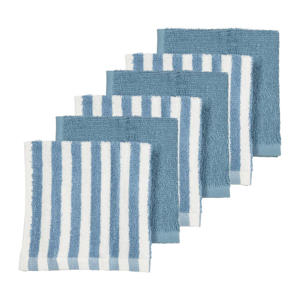 Fat Stripe Monddoekjes - Jacquard Badstof - Jeans Blue - 30x30cm - 6-pack
